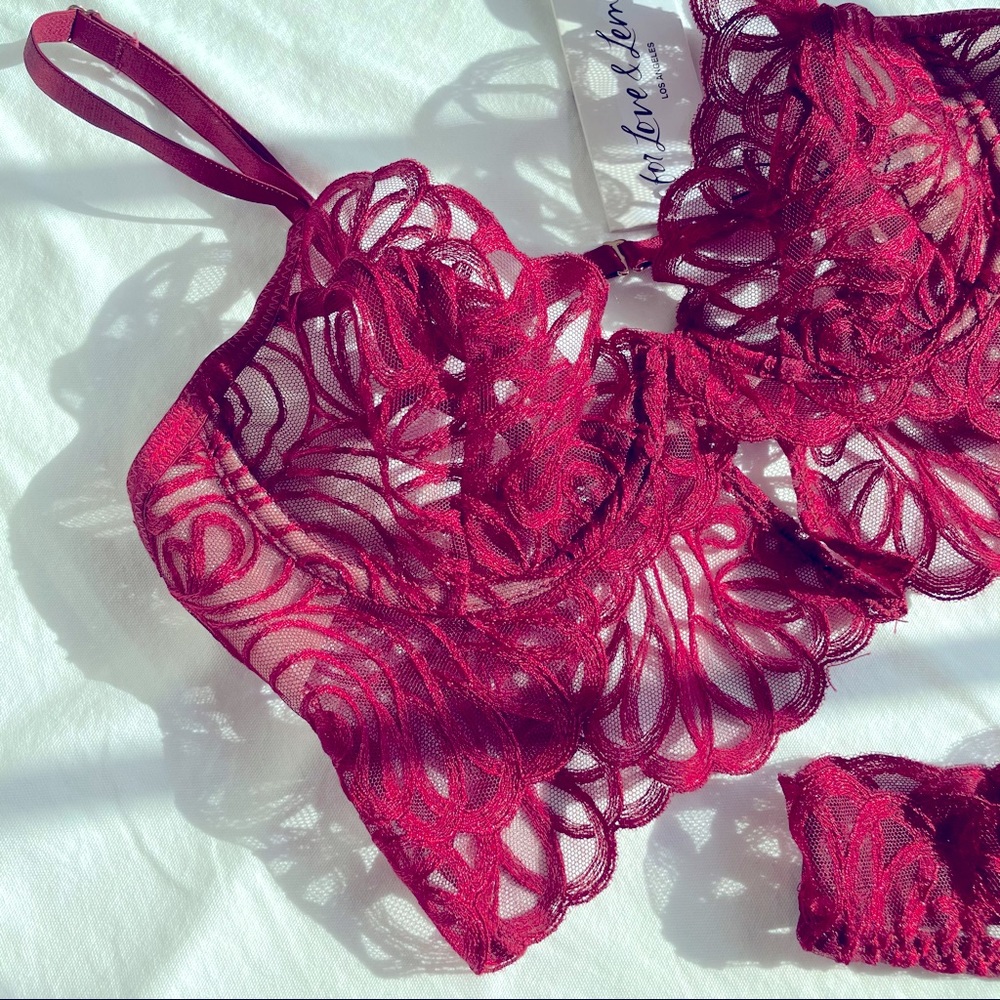 2 PIECE FOR LOVE & LEMONS After Dark Plunge Bra & Thong set - Picture 3 of 16